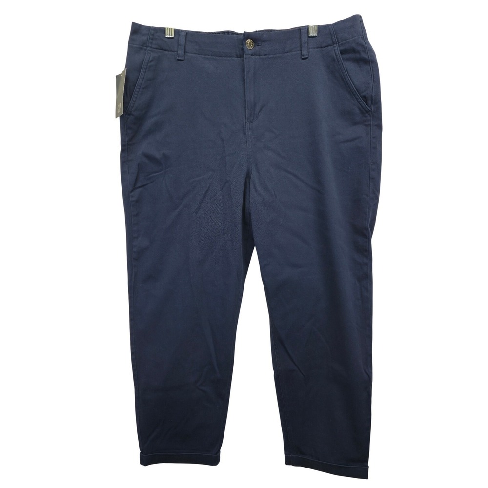 NWT Gap Womens Navy Blue Chino Pants Size 16 New Cuffed Stretch Trousers Preppy